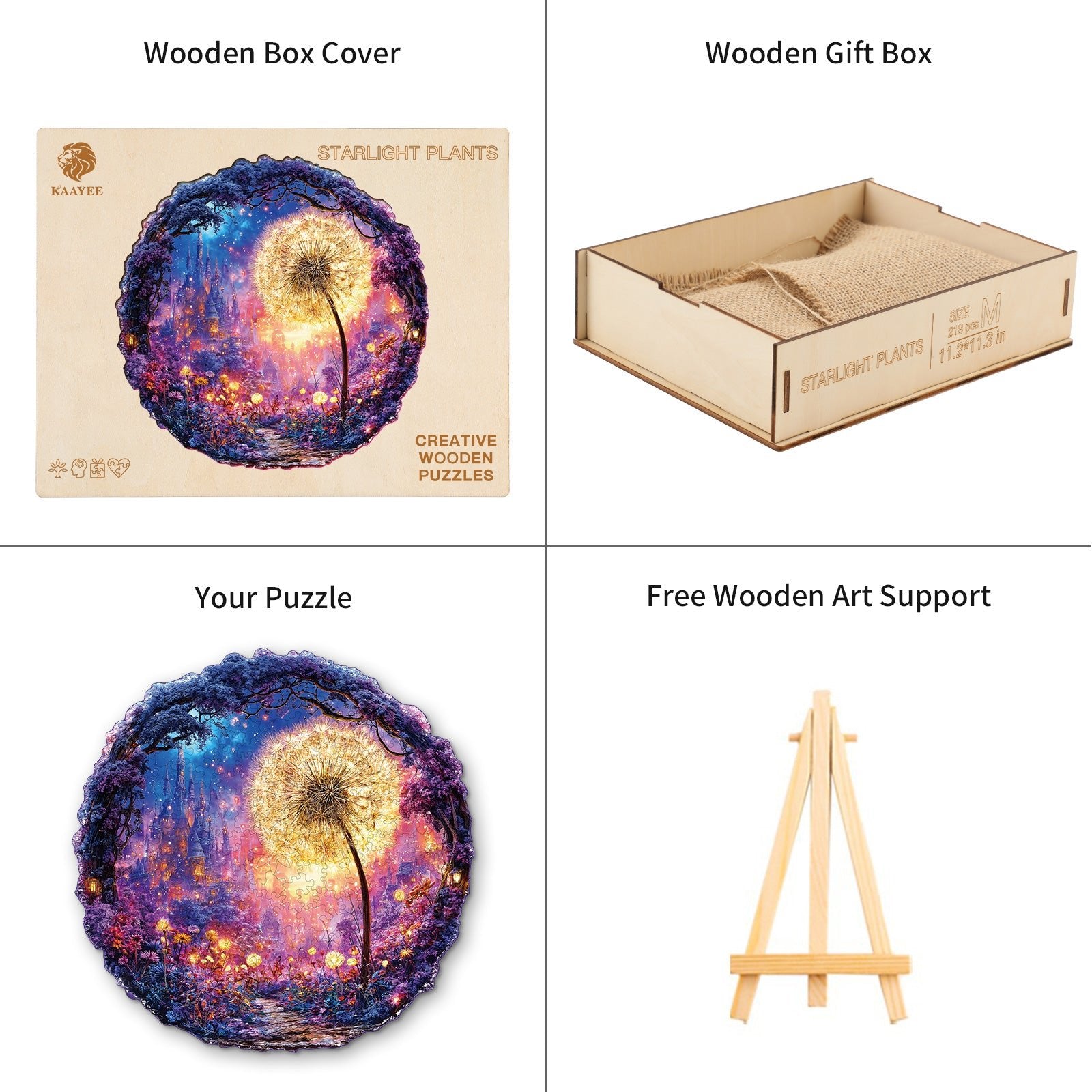 Whimsical Wooden Jigsaw Puzzle - Starlight Plants - pickApuzzle