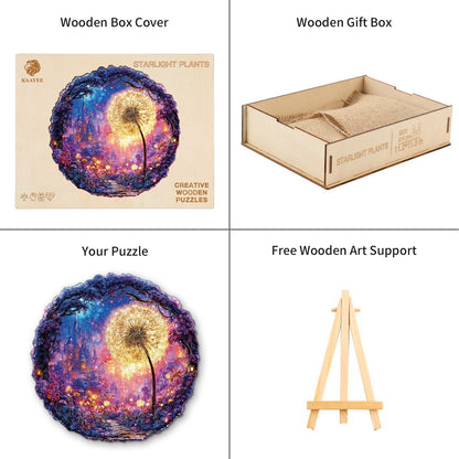 Whimsical Wooden Jigsaw Puzzle - Starlight Plants - pickApuzzle