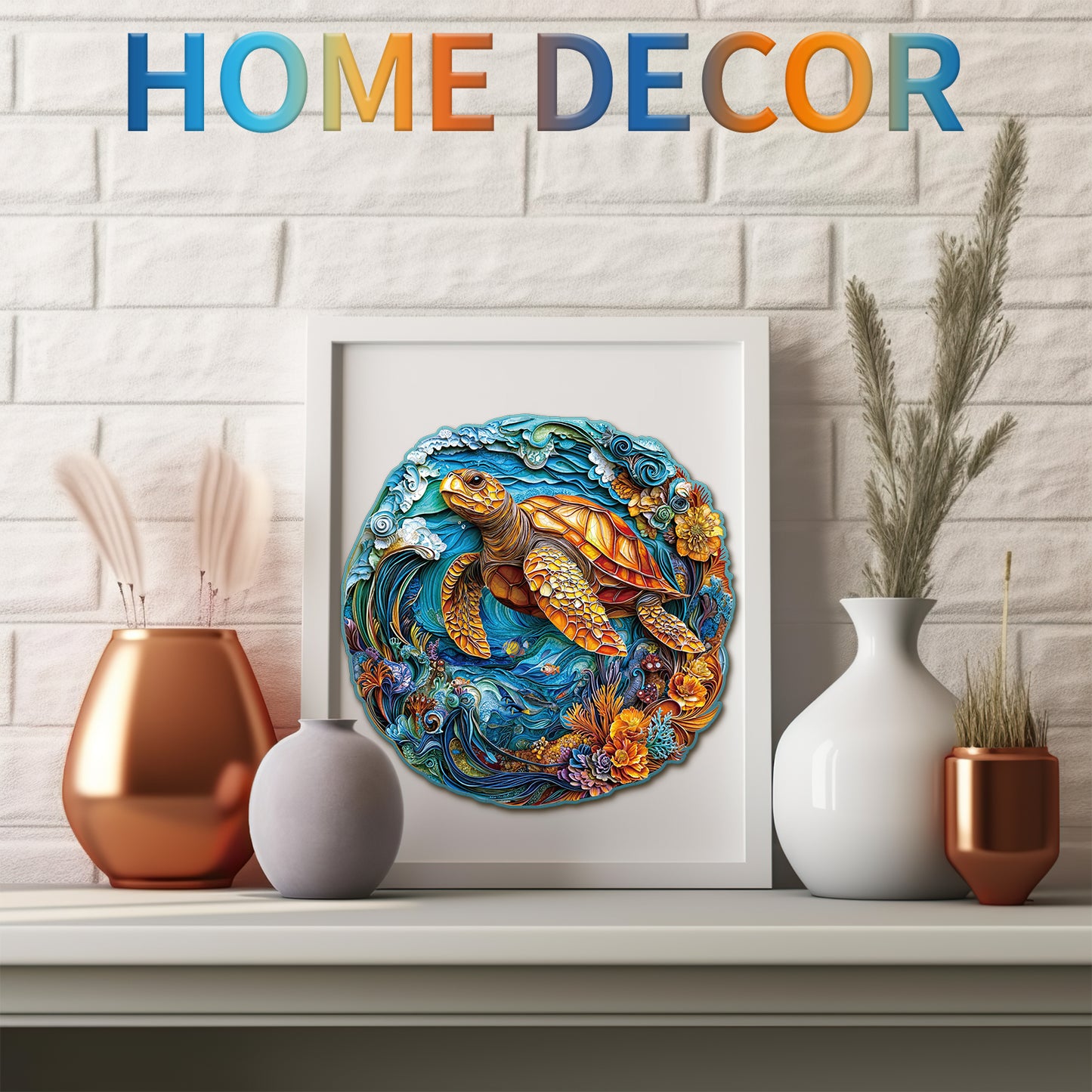 Whimsical Wooden Jigsaw Puzzle - Steady Sea Turtle - pickApuzzle