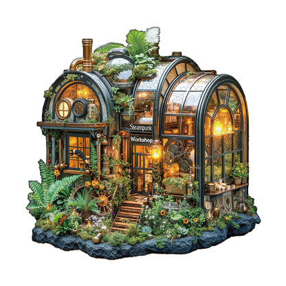 Ausgefallenes Holzpuzzle – Steampunk-Gewächshaus