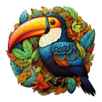 Whimsical Wooden Jigsaw Puzzle-striking toucans