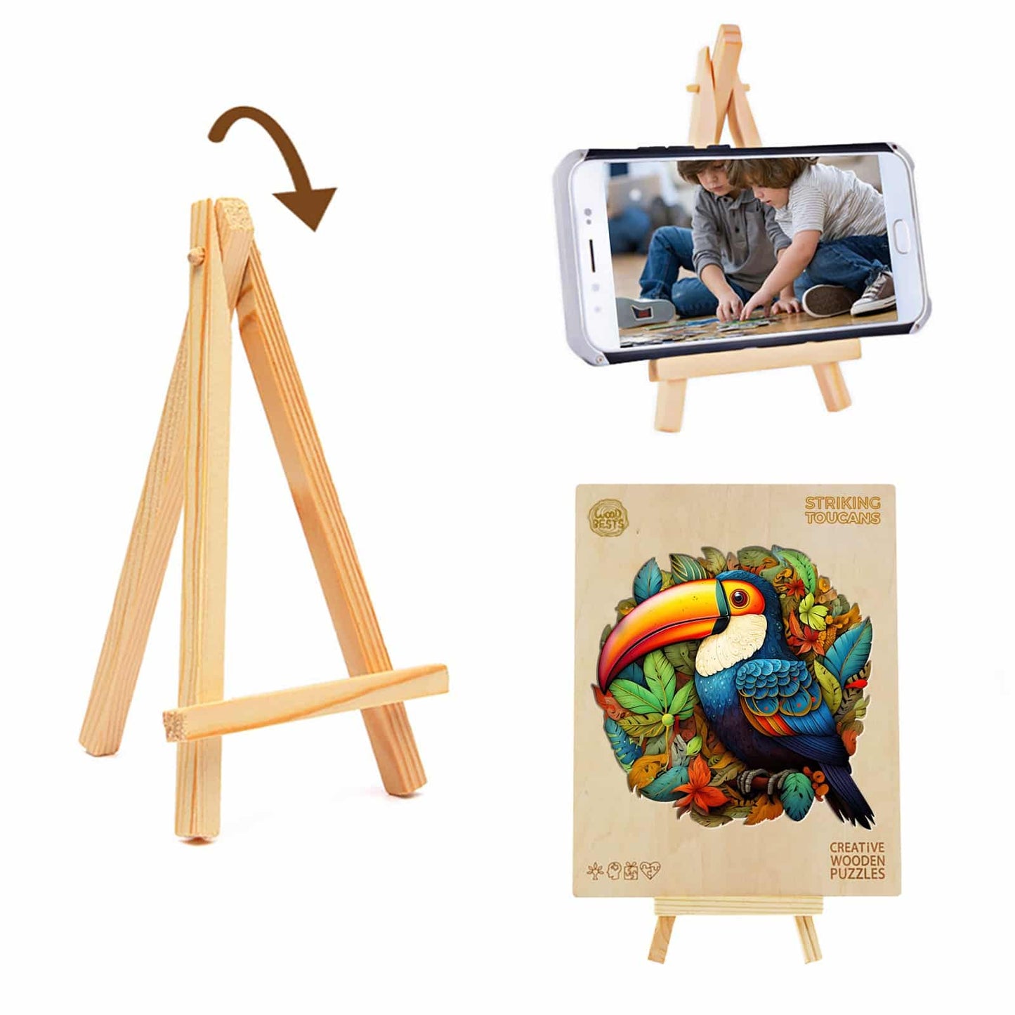 Whimsical Wooden Jigsaw Puzzle-striking toucans