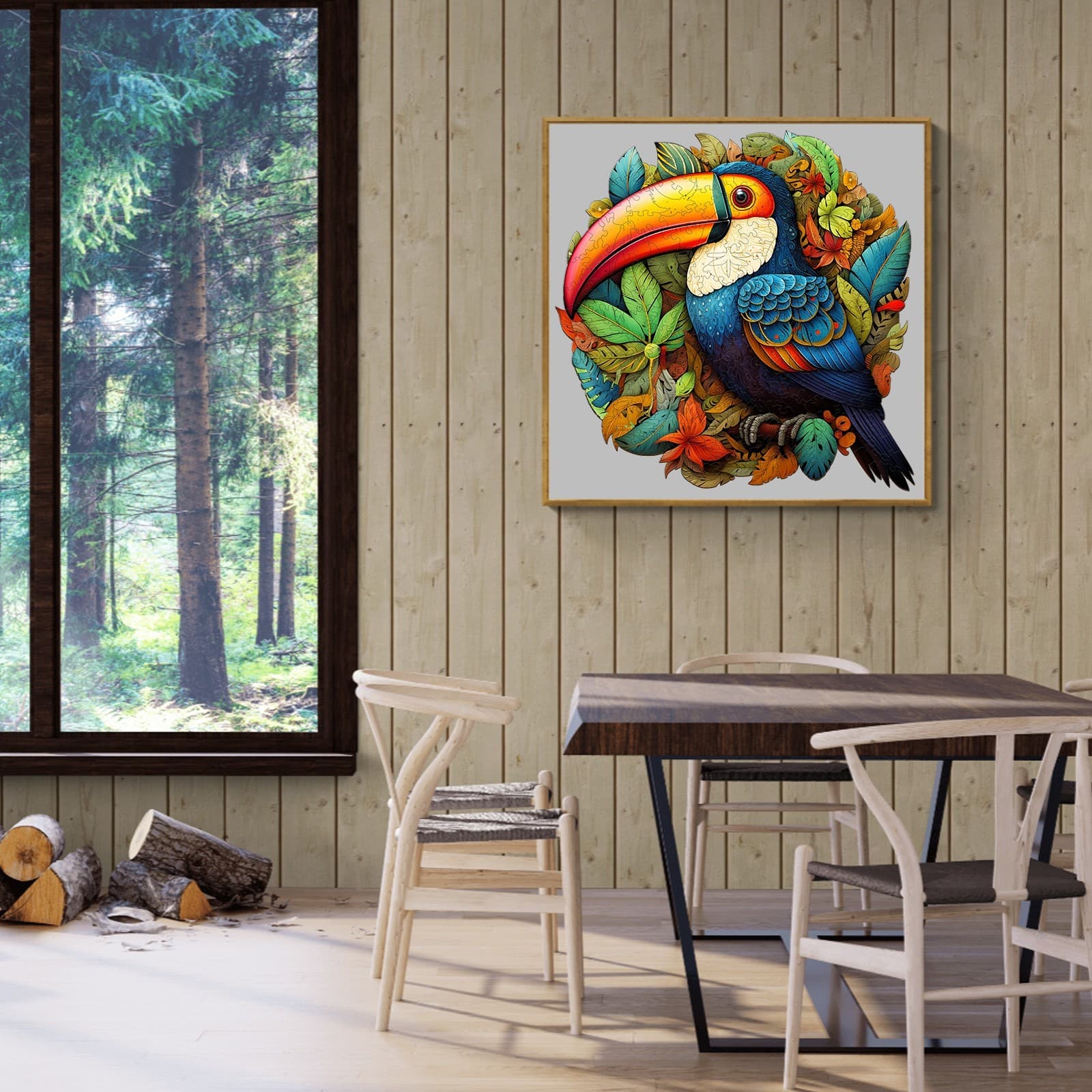 Whimsical Wooden Jigsaw Puzzle-striking toucans