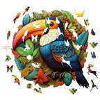 Whimsical Wooden Jigsaw Puzzle-striking toucans