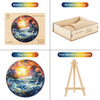 Skurriles Holzpuzzle – Sonnenbeschienener Ozean