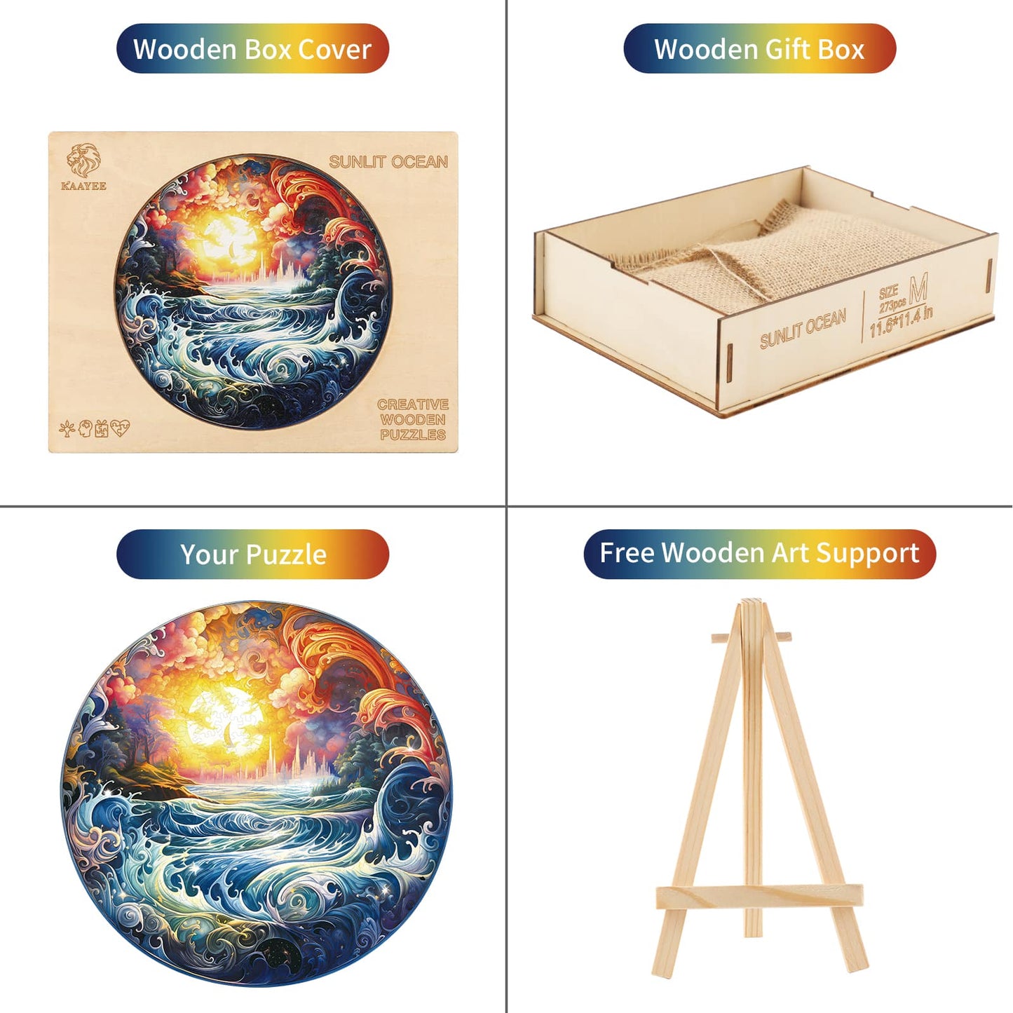 Skurriles Holzpuzzle – Sonnenbeschienener Ozean