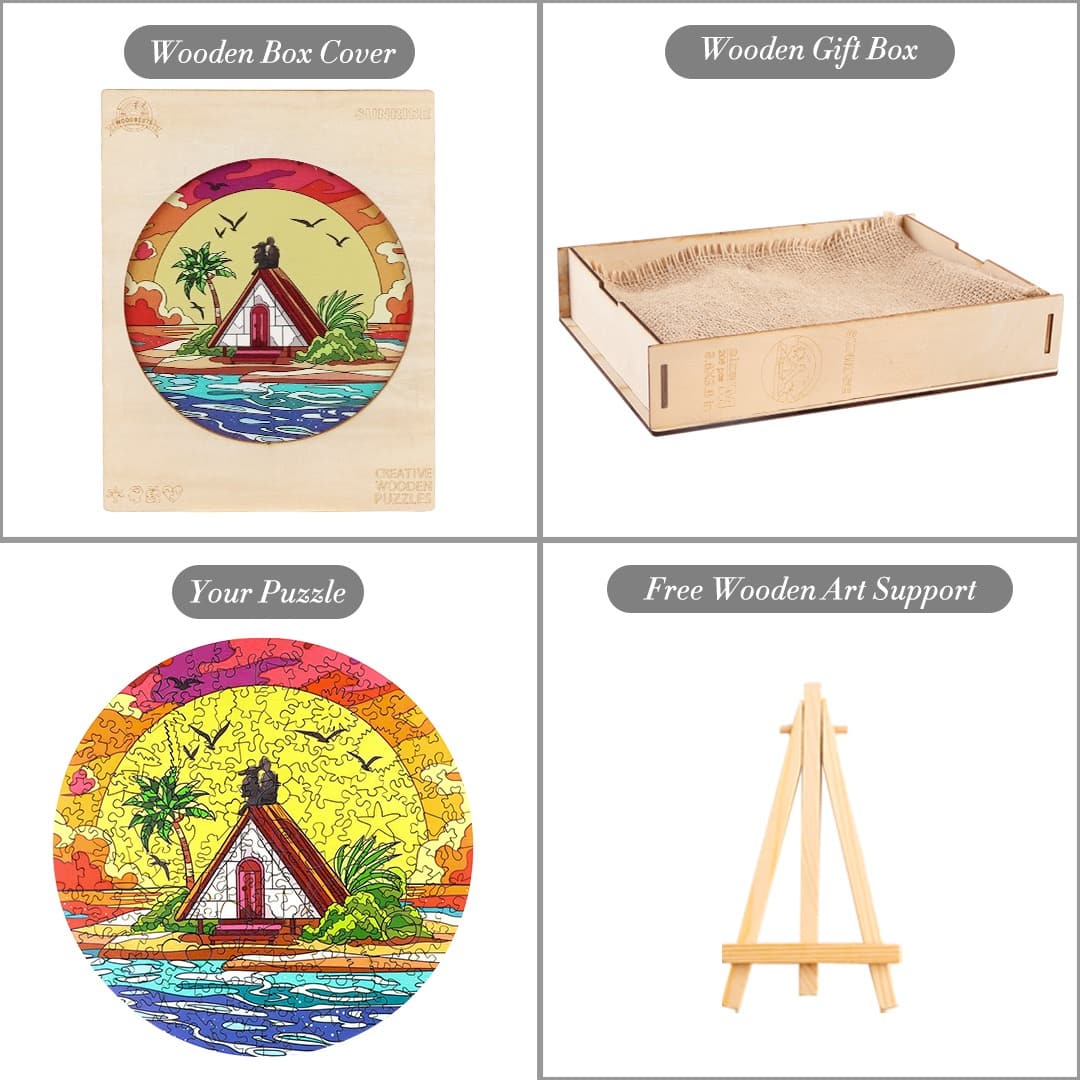 Verspieltes Holzpuzzle-SONNENAUFGANG