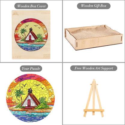 Verspieltes Holzpuzzle-SONNENAUFGANG