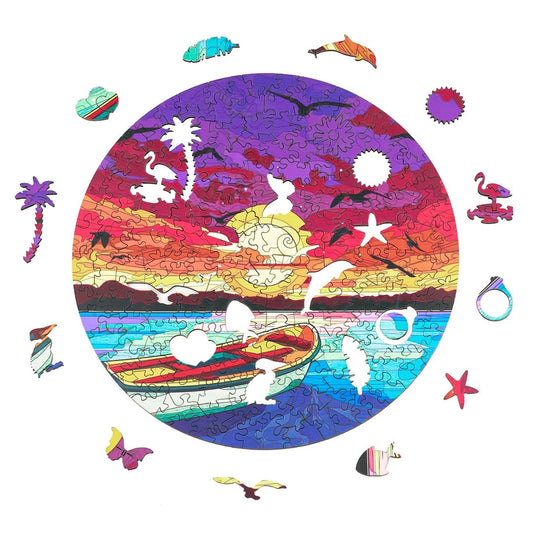 Whimsical Wooden Jigsaw Puzzle-SUNSET