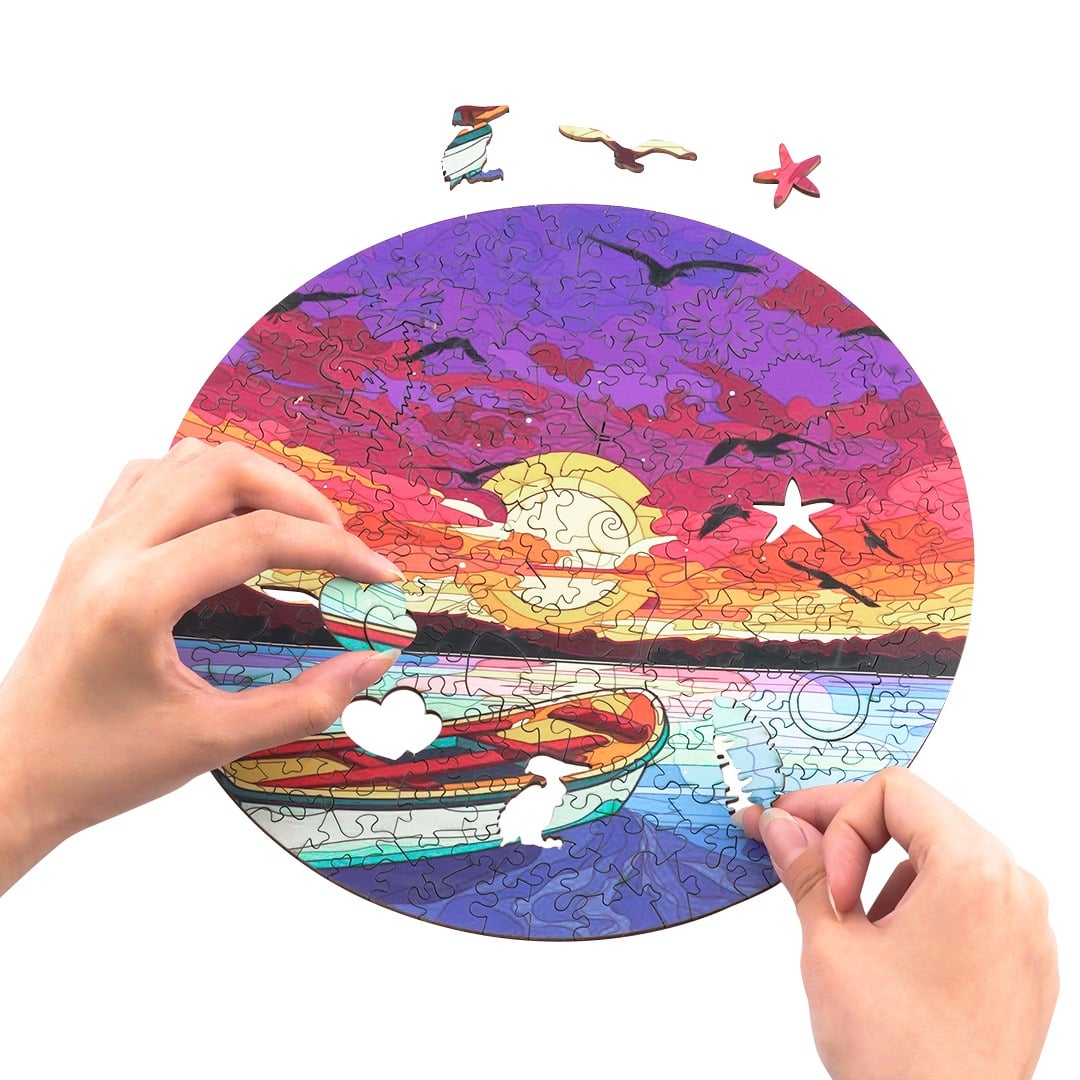 Whimsical Wooden Jigsaw Puzzle-SUNSET