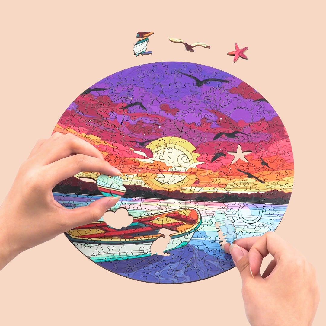 Whimsical Wooden Jigsaw Puzzle-SUNSET