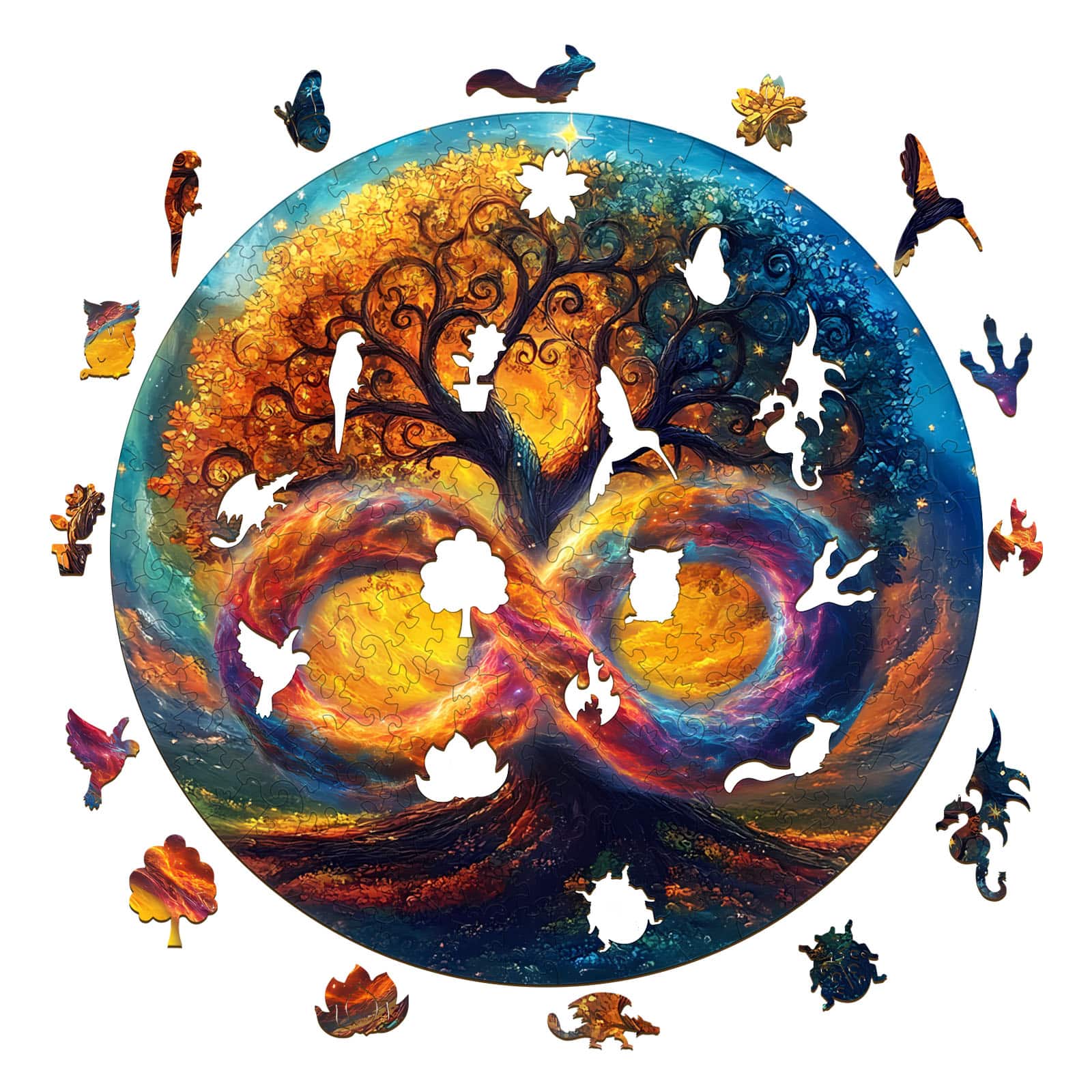Whimsical Wooden Jigsaw Puzzle - The Infinite Tree of Life - pickApuzzle