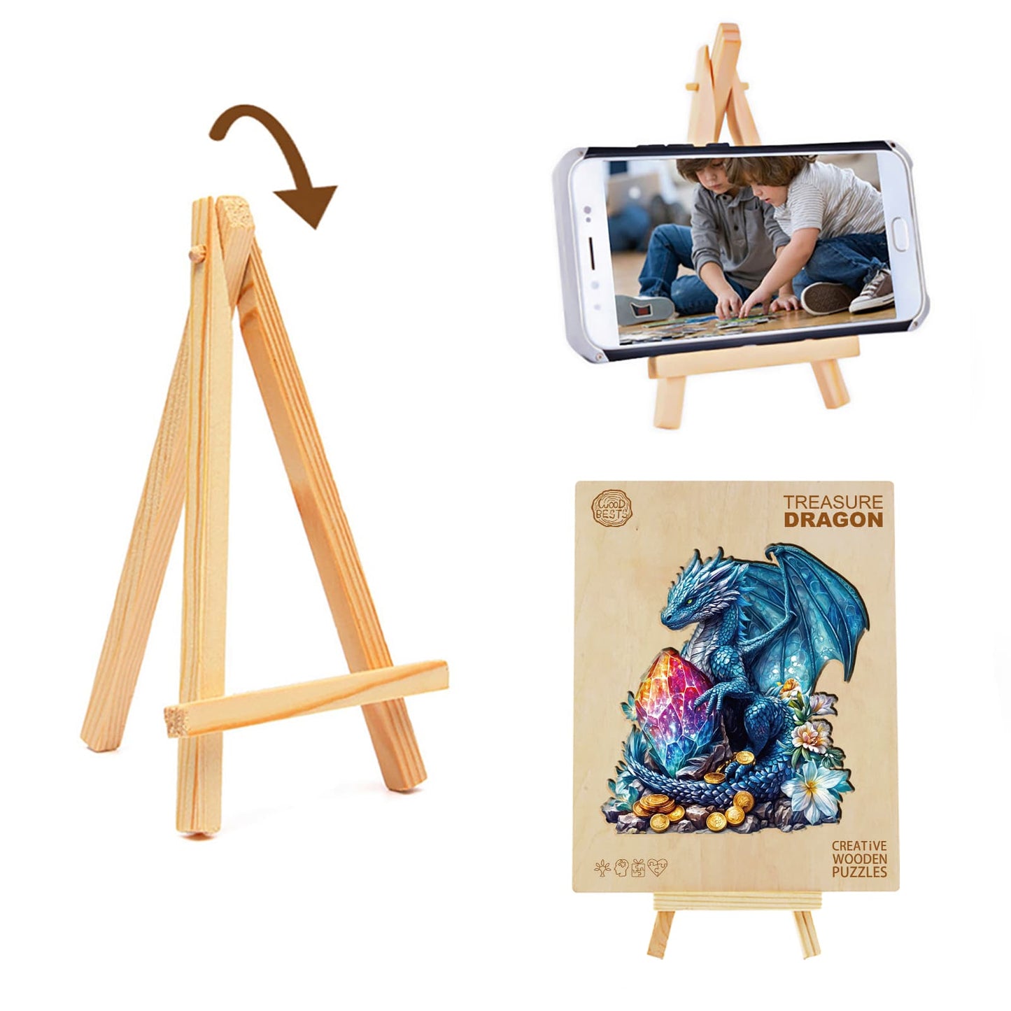 Verrücktes Holzpuzzle – Schatzdrache