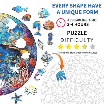 Ausgefallenes Holz-Puzzle – Unterwasserwelt