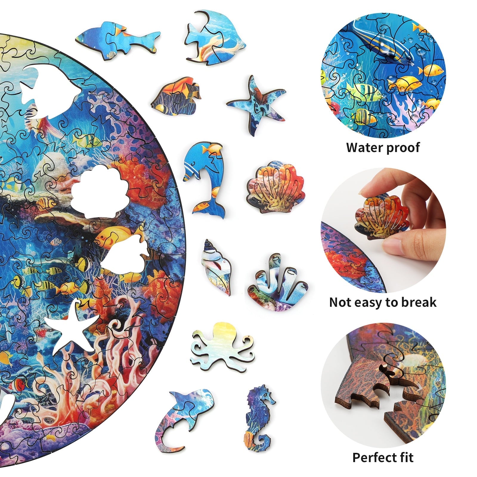 Whimsical Wooden Jigsaw Puzzle-Underwater World Secondary image