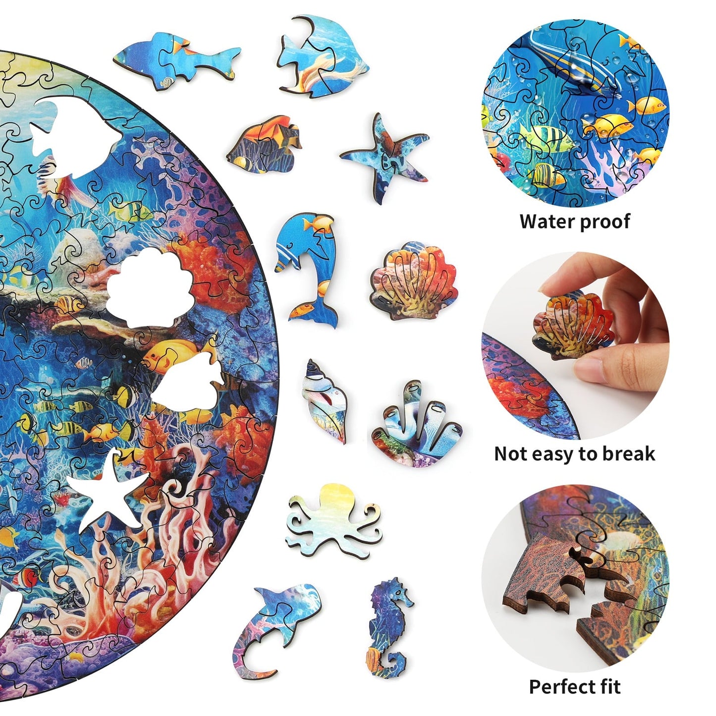 Ausgefallenes Holz-Puzzle – Unterwasserwelt