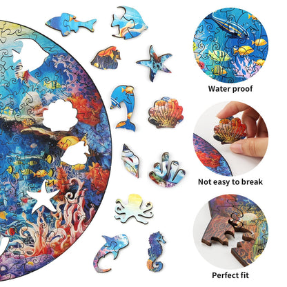 Ausgefallenes Holz-Puzzle – Unterwasserwelt