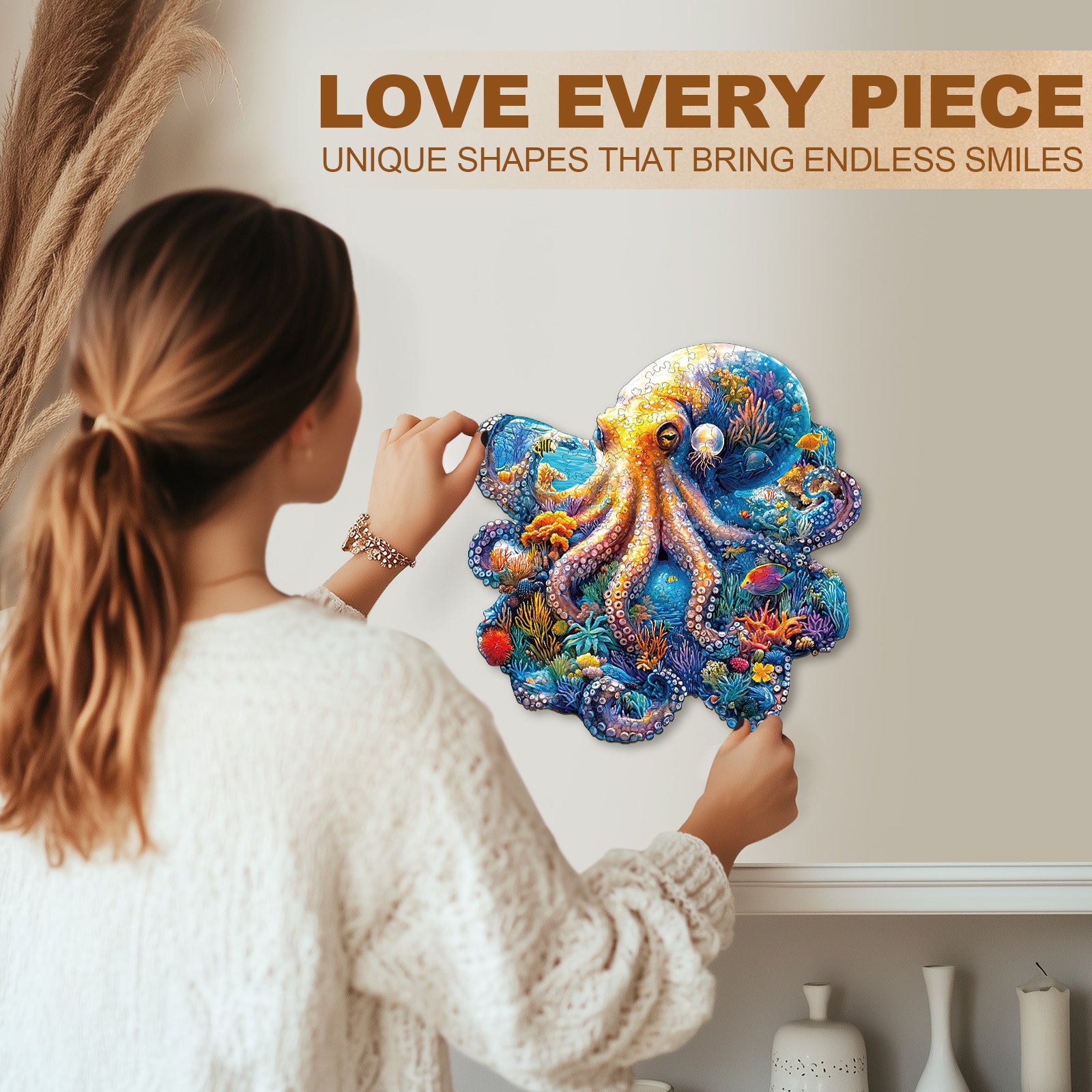 Whimsical Wooden Jigsaw Puzzle - Underwater world - octopus - pickApuzzle