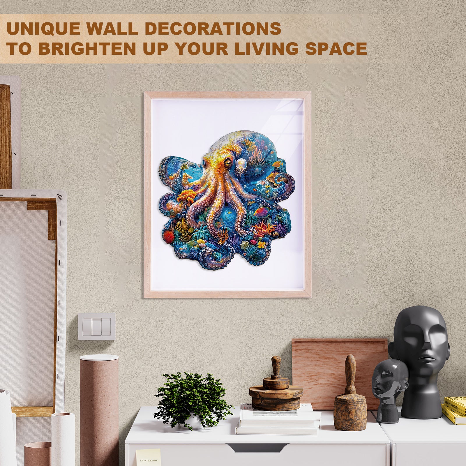 Whimsical Wooden Jigsaw Puzzle - Underwater world - octopus - pickApuzzle