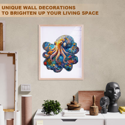 Whimsical Wooden Jigsaw Puzzle - Underwater world - octopus - pickApuzzle