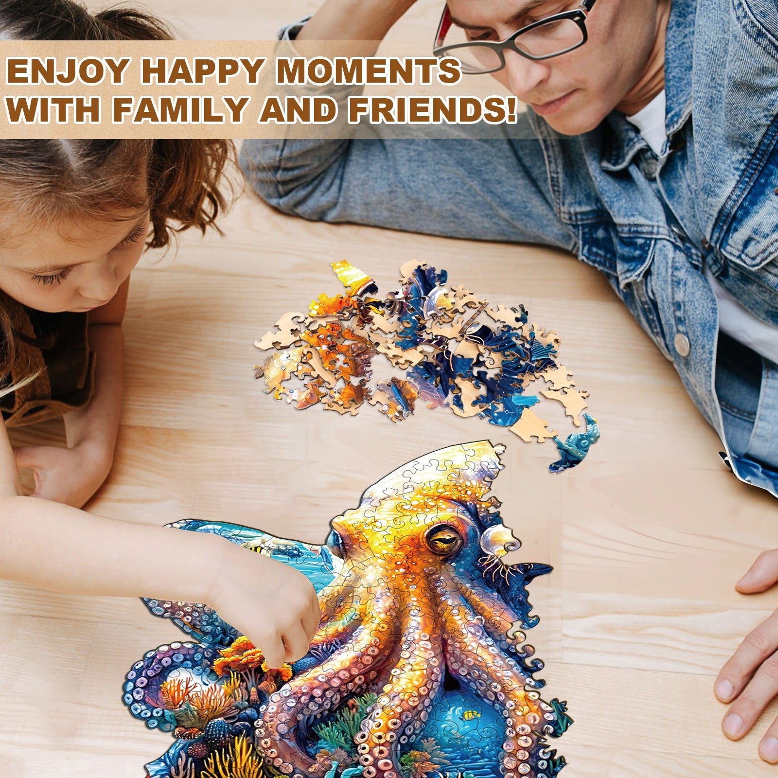 Whimsical Wooden Jigsaw Puzzle - Underwater world - octopus - pickApuzzle