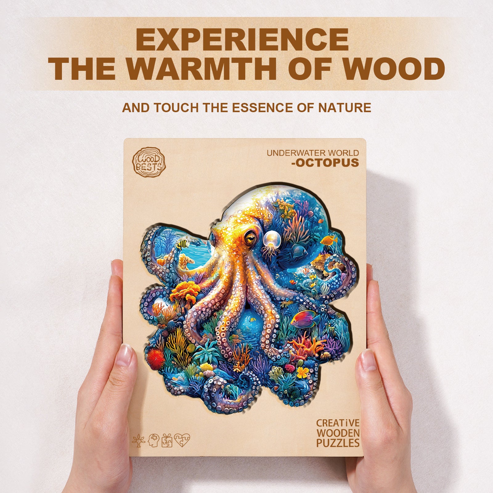 Whimsical Wooden Jigsaw Puzzle - Underwater world - octopus - pickApuzzle