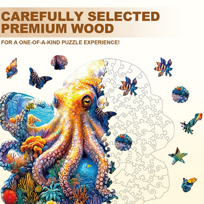 Whimsical Wooden Jigsaw Puzzle - Underwater world - octopus - pickApuzzle