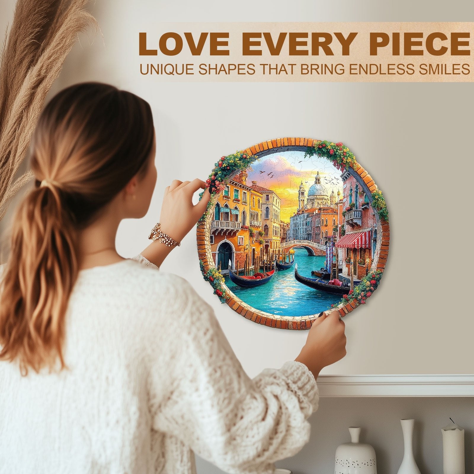 Whimsical Wooden Jigsaw Puzzle - Venice Water City - pickApuzzle