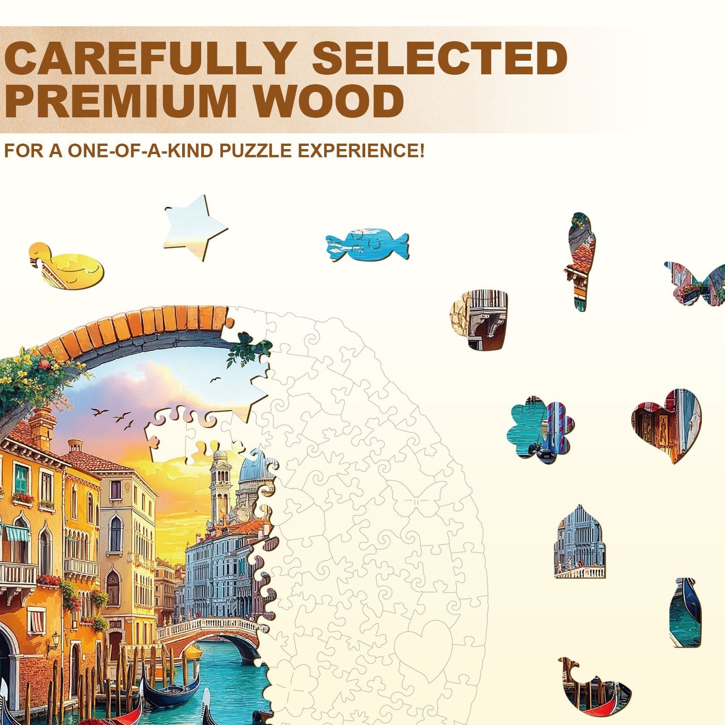 Whimsical Wooden Jigsaw Puzzle - Venice Water City - pickApuzzle