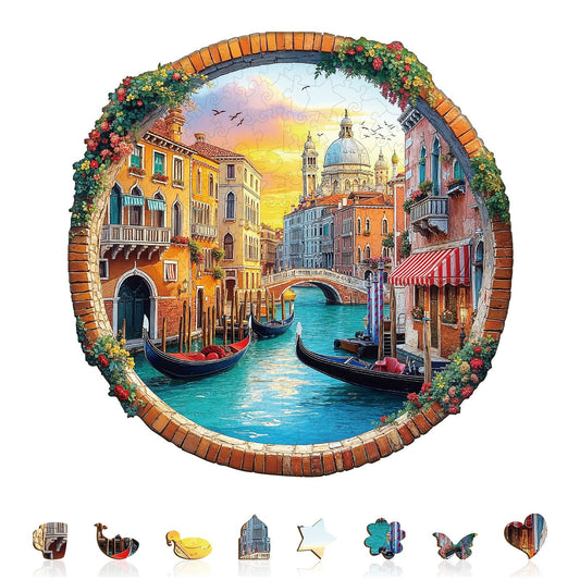 Whimsical Wooden Jigsaw Puzzle - Venice Water City - pickApuzzle