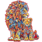 Whimsical Wooden Jigsaw Puzzle-Warm Parent-Child Lion