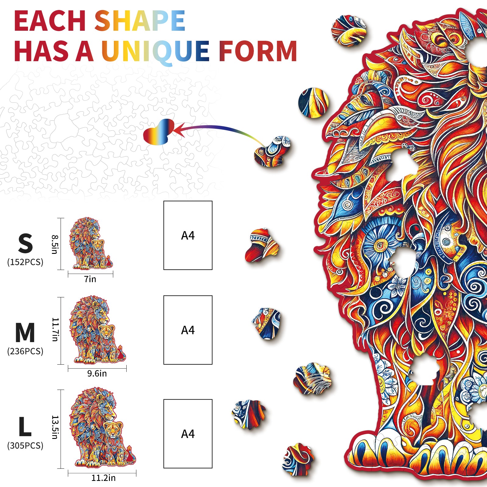 Whimsical Wooden Jigsaw Puzzle-Warm Parent-Child Lion