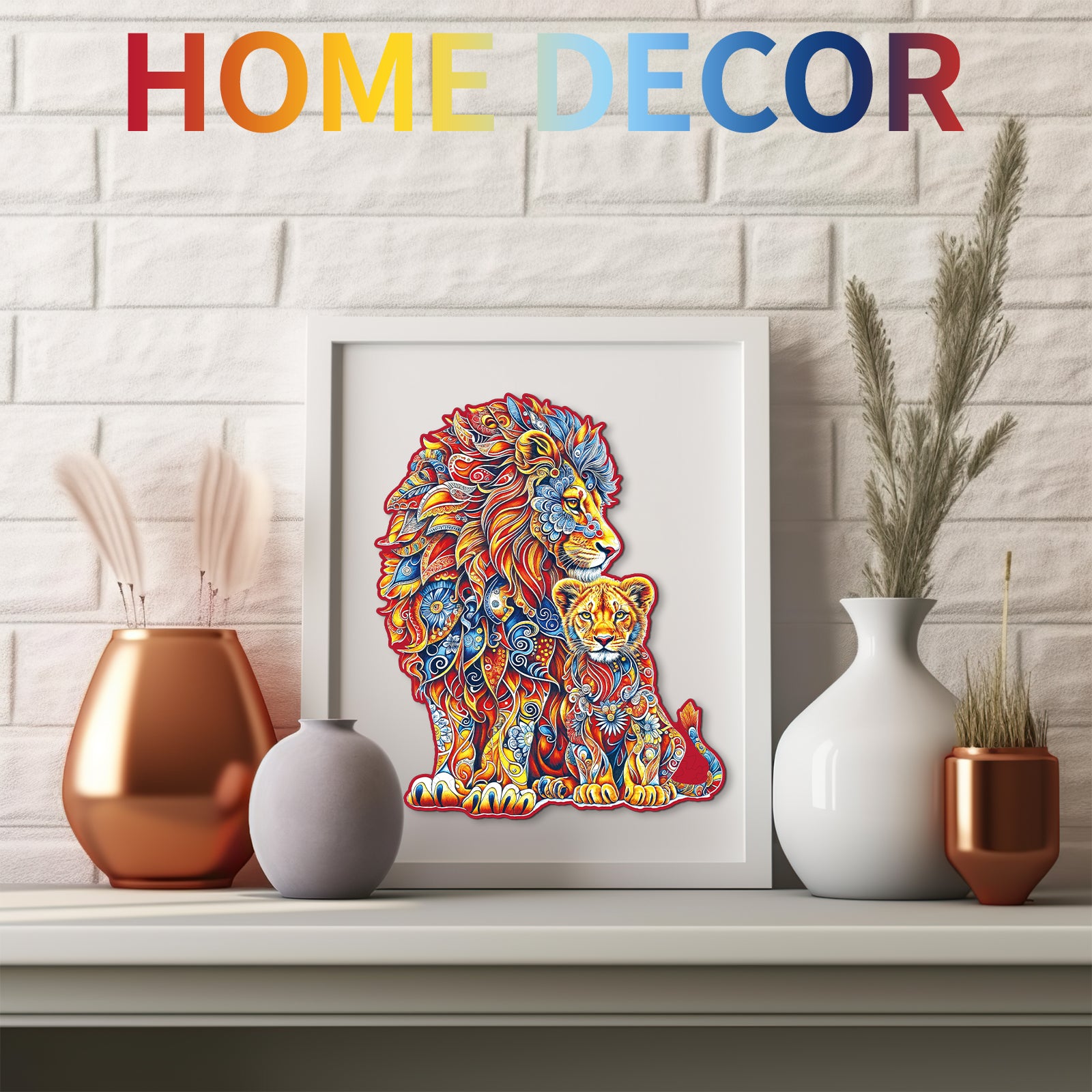 Whimsical Wooden Jigsaw Puzzle-Warm Parent-Child Lion