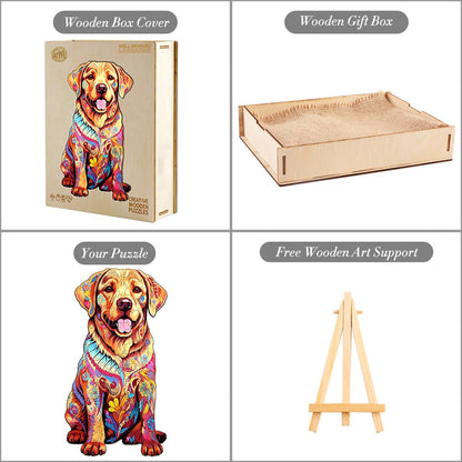 Whimsical Wooden Jigsaw Puzzle - Well - behaved Labrador - pickApuzzle