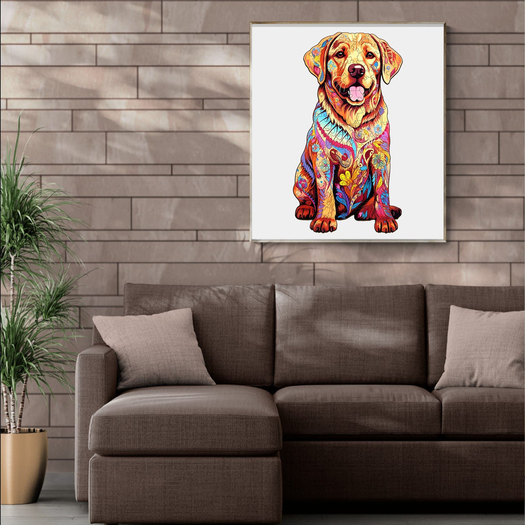 Whimsical Wooden Jigsaw Puzzle - Well - behaved Labrador - pickApuzzle