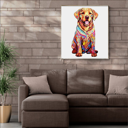 Whimsical Wooden Jigsaw Puzzle - Well - behaved Labrador - pickApuzzle