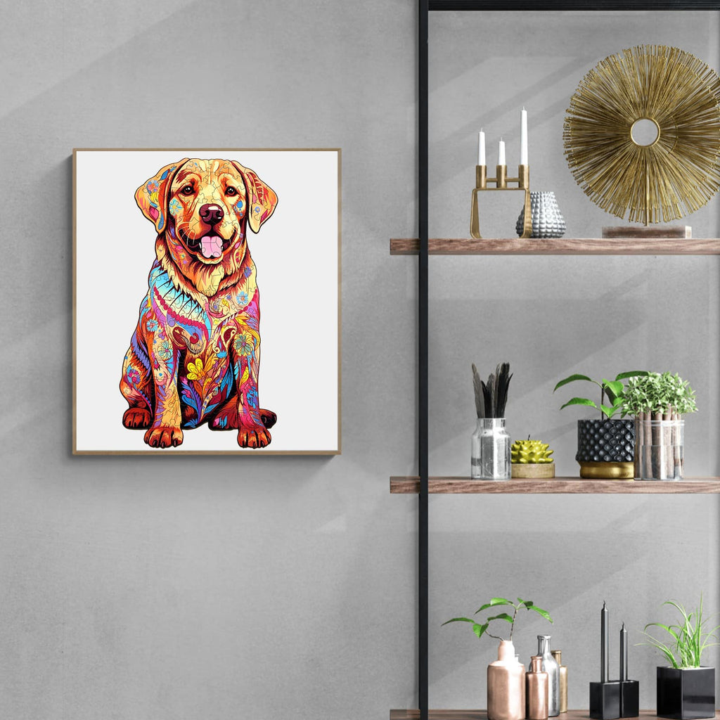 Whimsical Wooden Jigsaw Puzzle - Well - behaved Labrador - pickApuzzle