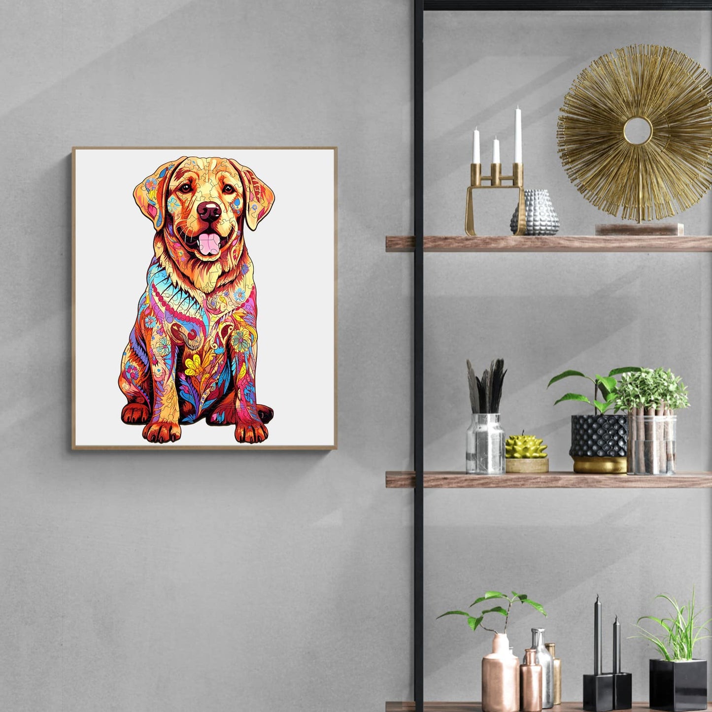 Whimsical Wooden Jigsaw Puzzle - Well - behaved Labrador - pickApuzzle