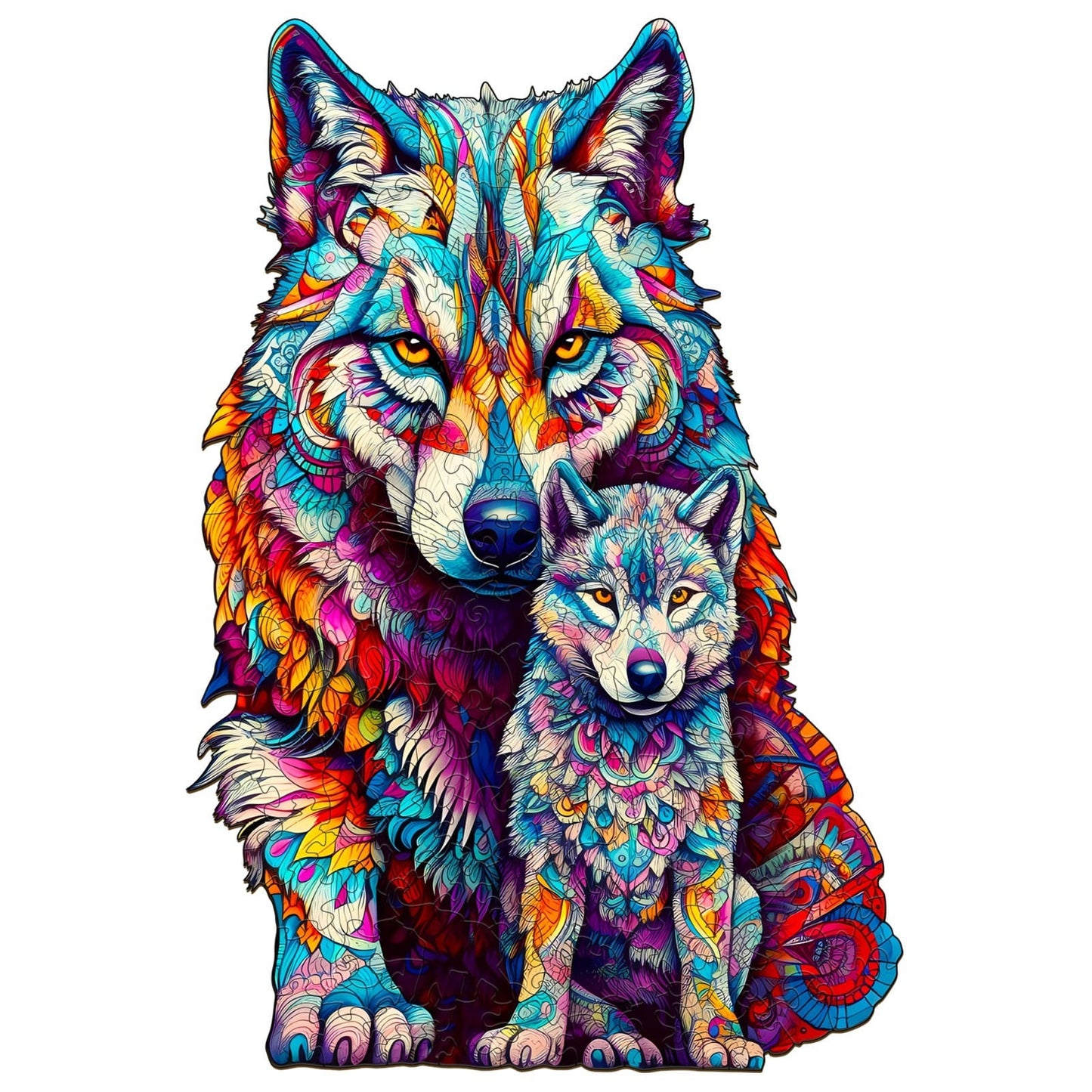 Ausgefallenes Holz-Puzzle-WOLFFAMILIE