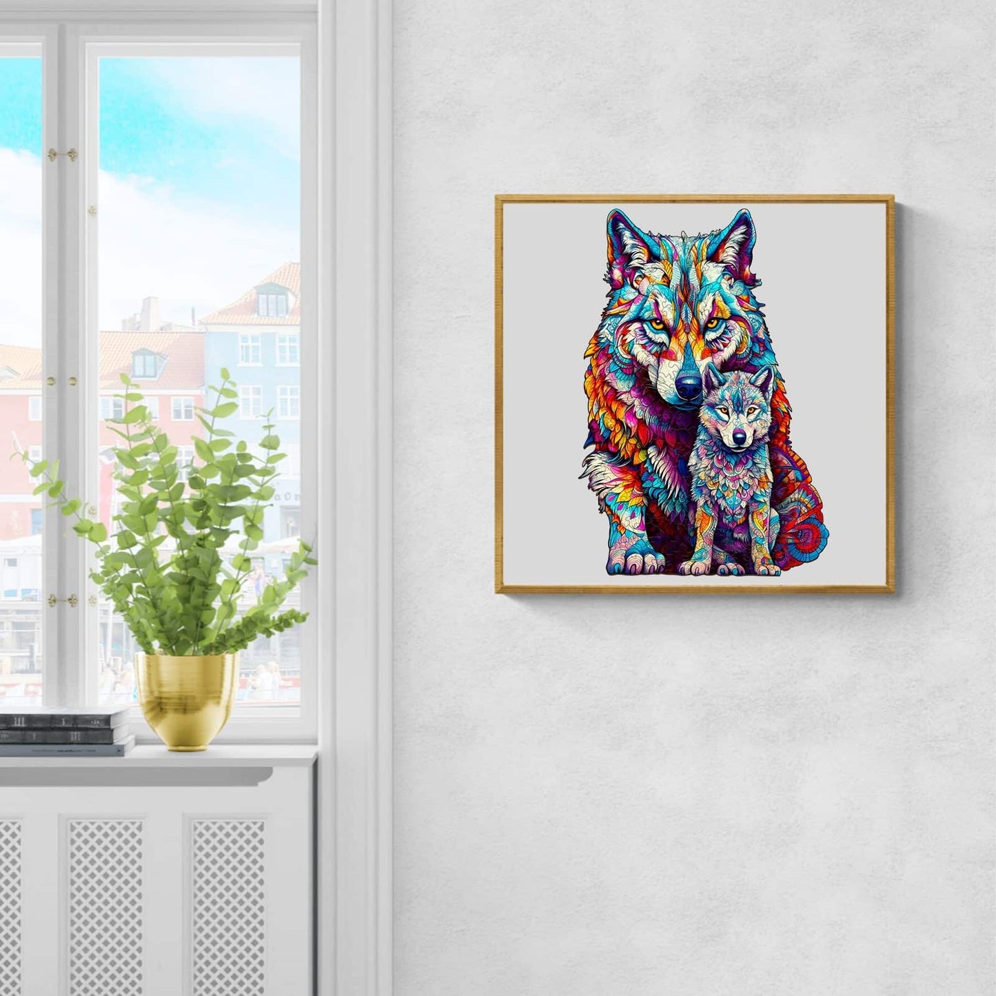 Ausgefallenes Holz-Puzzle-WOLFFAMILIE