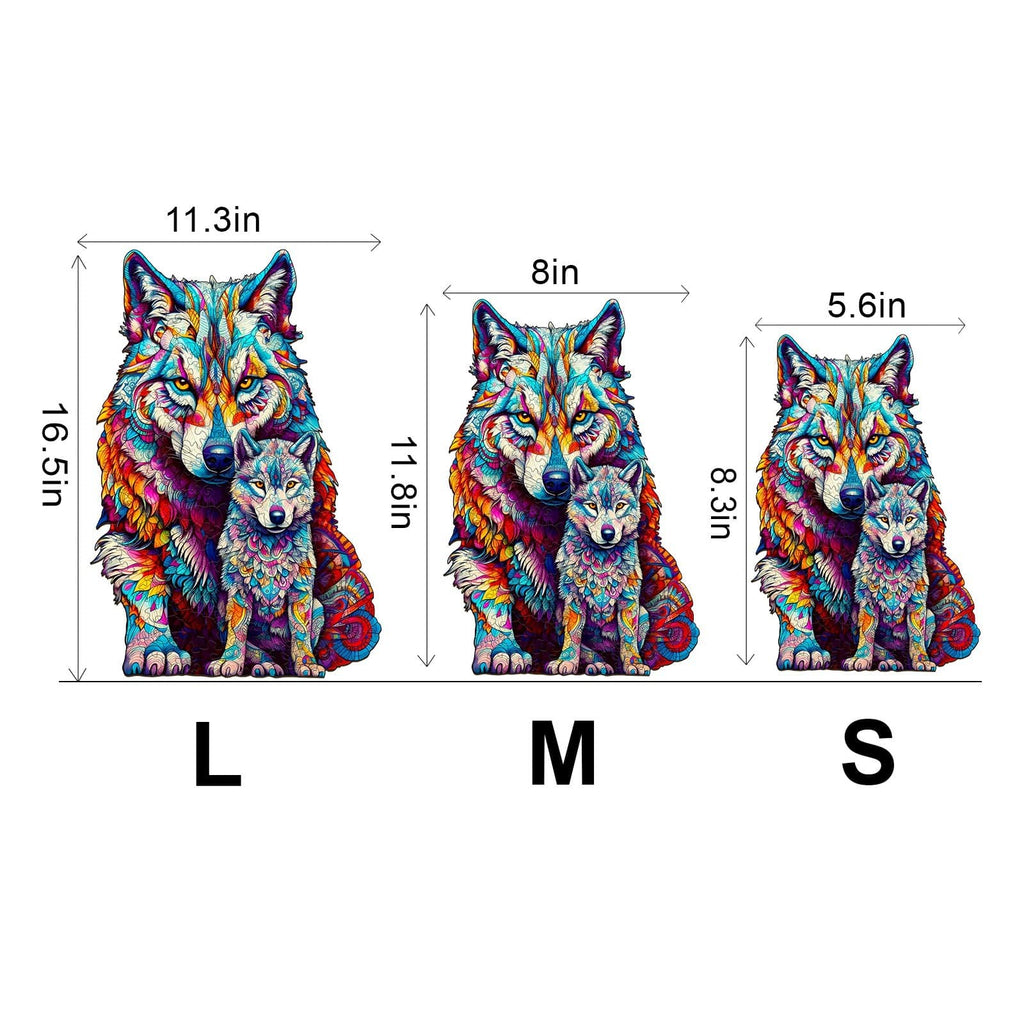Whimsical Wooden Jigsaw Puzzle-WOLF FAMILY