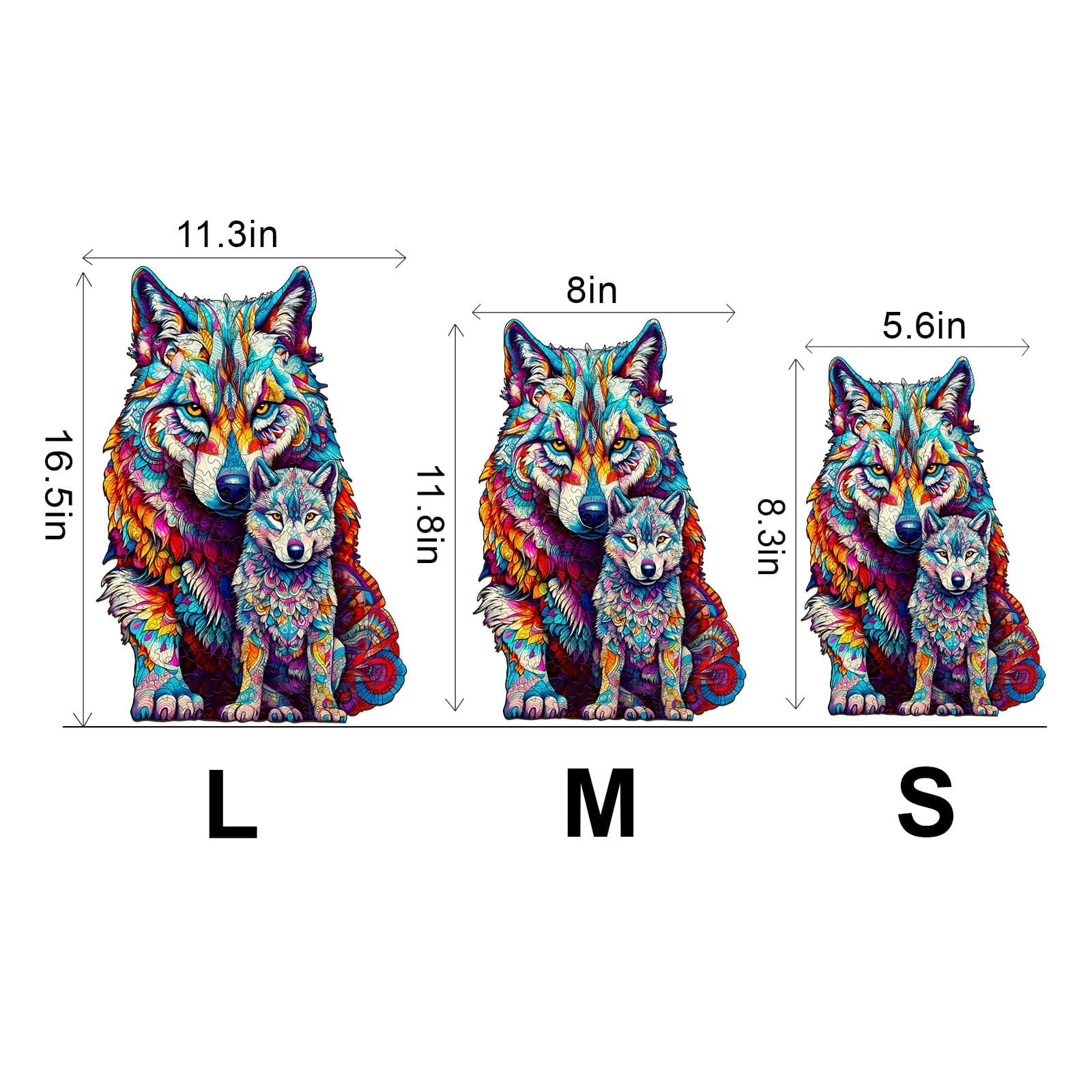 Whimsical Wooden Jigsaw Puzzle-WOLF FAMILY