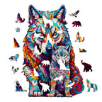 Whimsical Wooden Jigsaw Puzzle-WOLF FAMILY