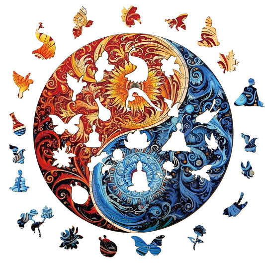 Whimsical Wooden Jigsaw Puzzle - Yin Yang 2 - pickApuzzle