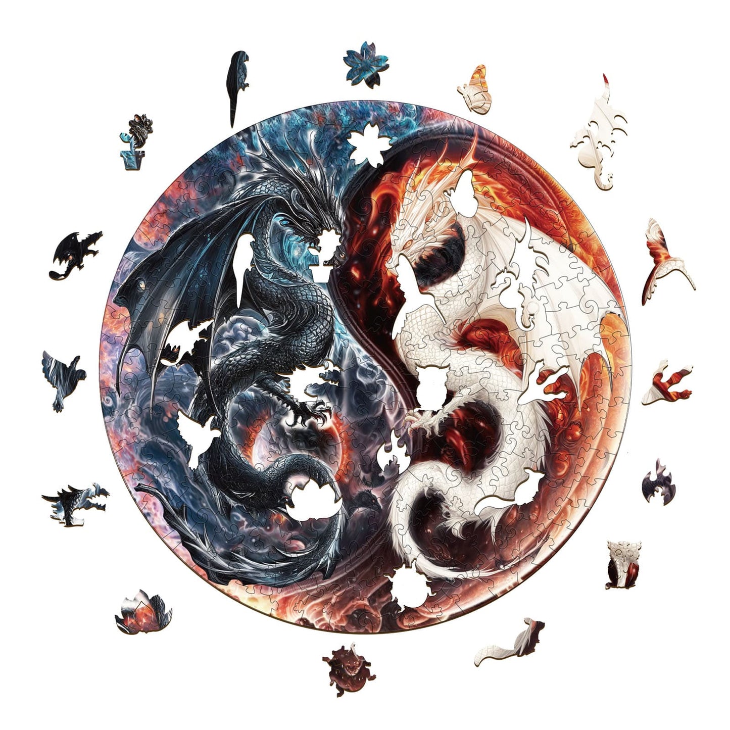 Wunderliches Holzpuzzle - Yin-Yang-Drache
