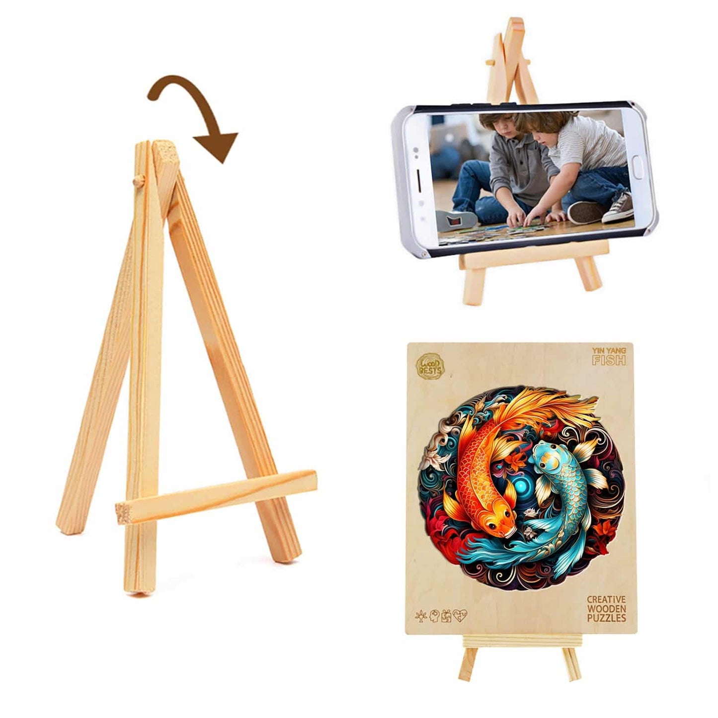 Verspieltes Holzpuzzle - YIN YANG FISCH