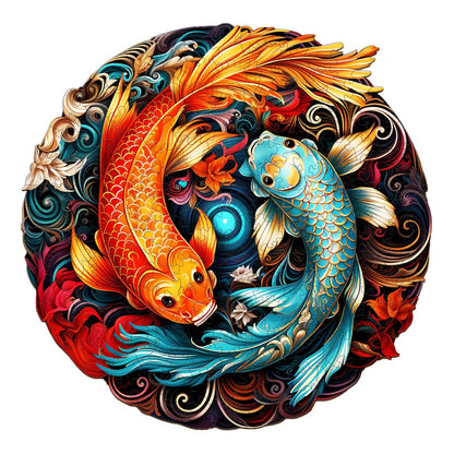 Verspieltes Holzpuzzle - YIN YANG FISCH