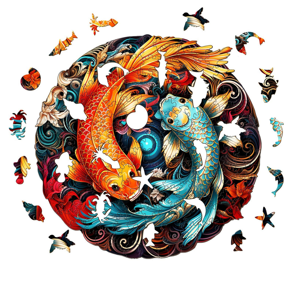 Whimsical Wooden Jigsaw Puzzle- YIN YANG FISH