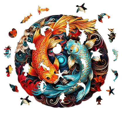 Verspieltes Holzpuzzle - YIN YANG FISCH