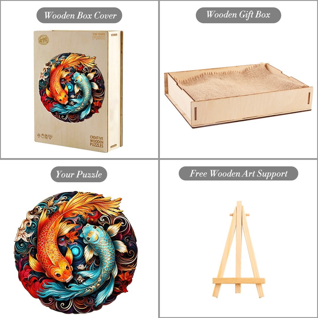 Whimsical Wooden Jigsaw Puzzle- YIN YANG FISH